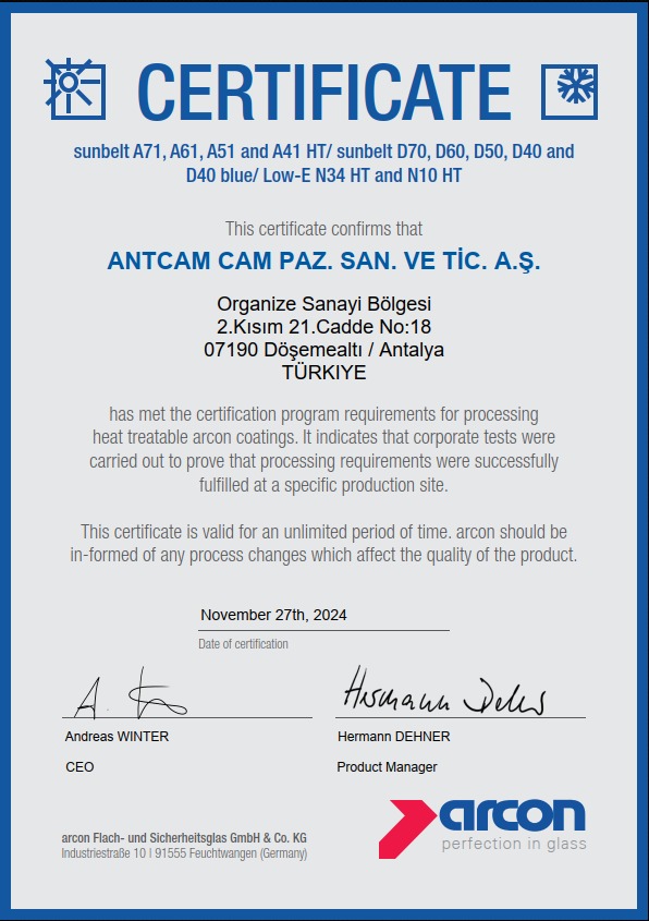 Arcon Low-E certification